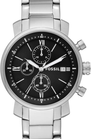 Fossil Rhett Chronograph Stainless Steel Watch, Silver, Chronograph